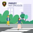 Bezpieczny pieszy na drodze
